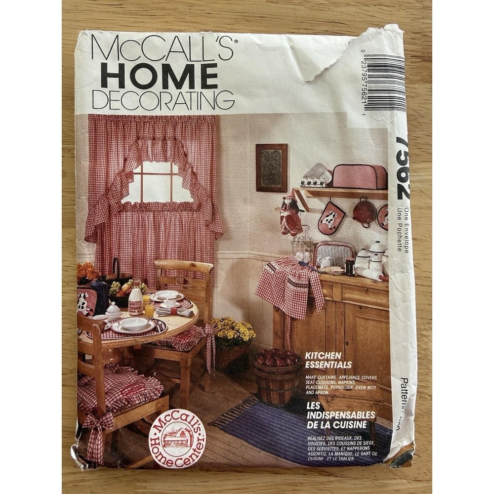 McCalls 7562 Kitchen Curtain, Oven Mitt, Appliance Covers, Apron, Cushion, Witch